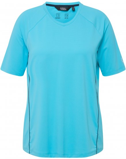Ulla Popken Piping Accent Functional UVP 50+ Stretch Knit Top Bright Turquoise - Marškinėliai - 