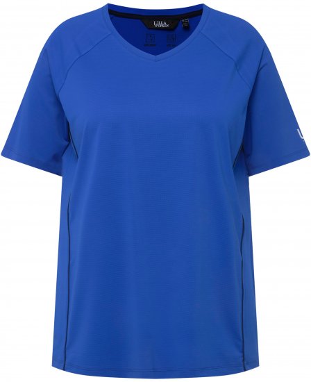 Ulla Popken Piping Accent Functional UVP 50+ Stretch Knit Top Royal Blue - Marškinėliai - 