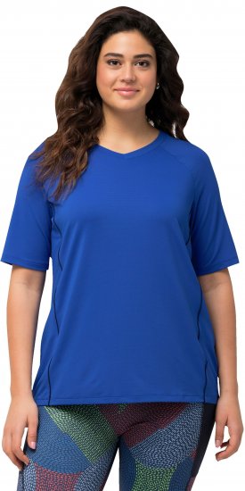 Ulla Popken Piping Accent Functional UVP 50+ Stretch Knit Top Royal Blue - Marškinėliai - 