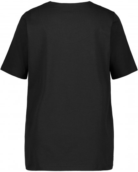 Ulla Popken Essential Notch Neck Stretch Tee Black - Marškinėliai - 