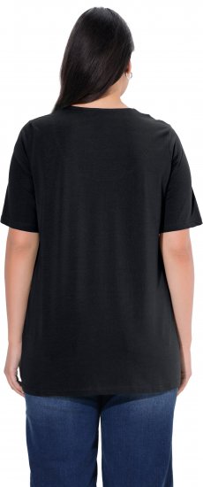 Ulla Popken Essential Notch Neck Stretch Tee Black - Marškinėliai - 