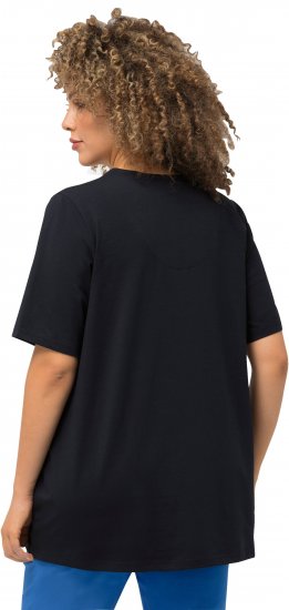 Ulla Popken Essential Notch Neck Stretch Tee Navy Blue - Marškinėliai - 