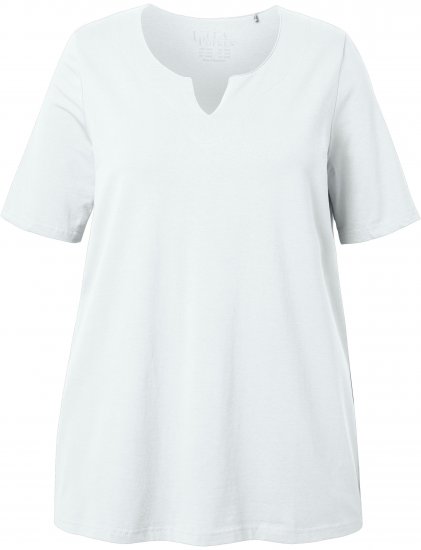 Ulla Popken Essential Notch Neck Stretch Tee Snow White - Marškinėliai - 