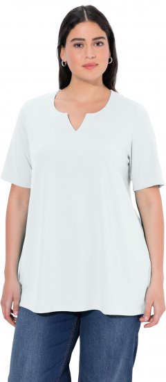 Ulla Popken Essential Notch Neck Stretch Tee Snow White - Marškinėliai - 