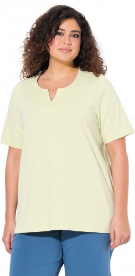 Ulla Popken Essential Notch Neck Stretch Tee Pistachio - Marškinėliai - 