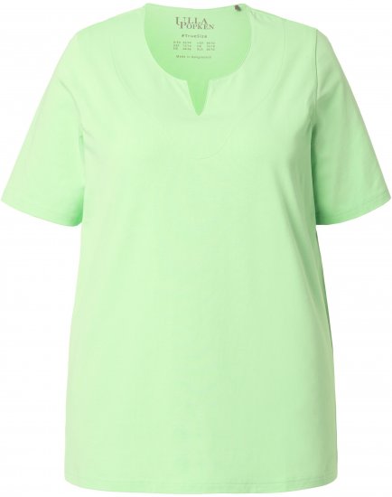 Ulla Popken Essential Notch Neck Stretch Tee Light Green - Marškinėliai - 