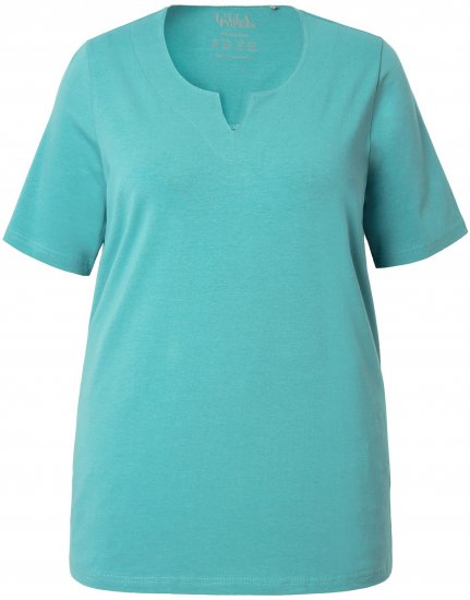 Ulla Popken Essential Notch Neck Stretch Tee Pale Green - Marškinėliai - 