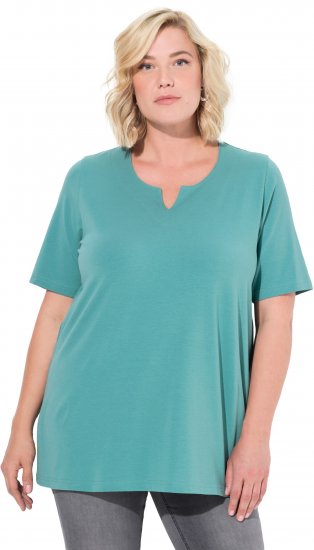 Ulla Popken Essential Notch Neck Stretch Tee Pale Green - Marškinėliai - 