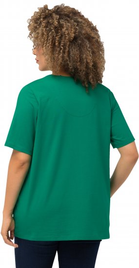 Ulla Popken Essential Notch Neck Stretch Tee Emerald Green - Marškinėliai - 