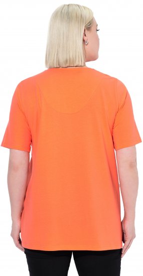 Ulla Popken Essential Notch Neck Stretch Tee Coral Pink - Marškinėliai - 