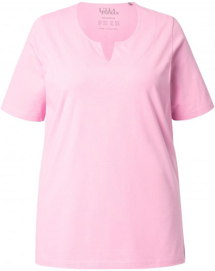Ulla Popken Essential Notch Neck Stretch Tee Pink - Marškinėliai - 