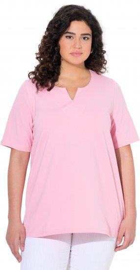 Ulla Popken Essential Notch Neck Stretch Tee Pink - Marškinėliai - 
