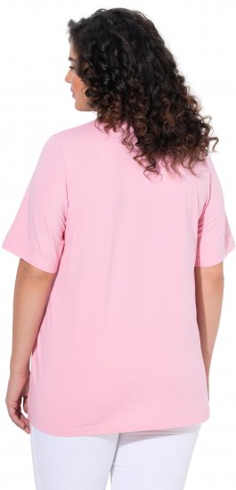 Ulla Popken Essential Notch Neck Stretch Tee Pink - Marškinėliai - 