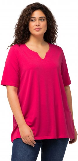 Ulla Popken Essential Notch Neck Stretch Tee Magenta Pink - Marškinėliai - 