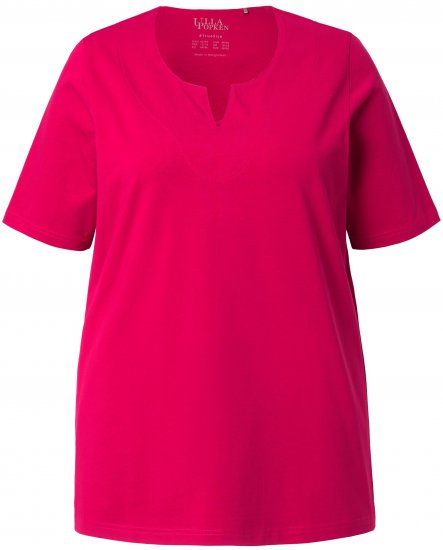 Ulla Popken Essential Notch Neck Stretch Tee Dark Raspberry - Marškinėliai - 