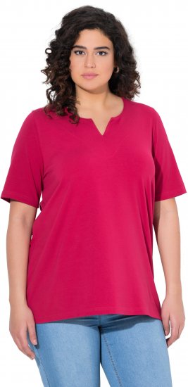 Ulla Popken Essential Notch Neck Stretch Tee Dark Raspberry - Marškinėliai - 