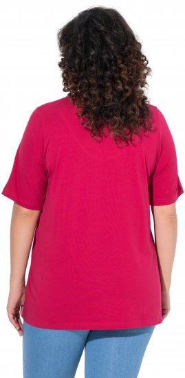 Ulla Popken Essential Notch Neck Stretch Tee Dark Raspberry - Marškinėliai - 