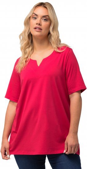 Ulla Popken Essential Notch Neck Stretch Tee Red - Marškinėliai - 