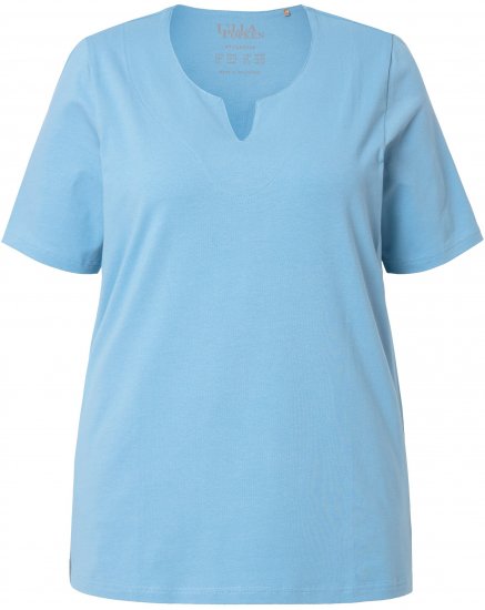 Ulla Popken Essential Notch Neck Stretch Tee Light Teal - Marškinėliai - 