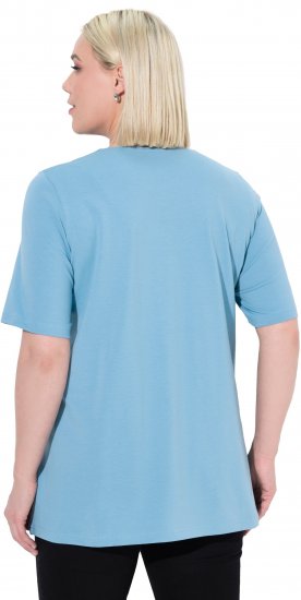 Ulla Popken Essential Notch Neck Stretch Tee Light Teal - Marškinėliai - 