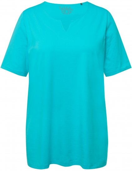 Ulla Popken Essential Notch Neck Stretch Tee Deep Aqua - Marškinėliai - 