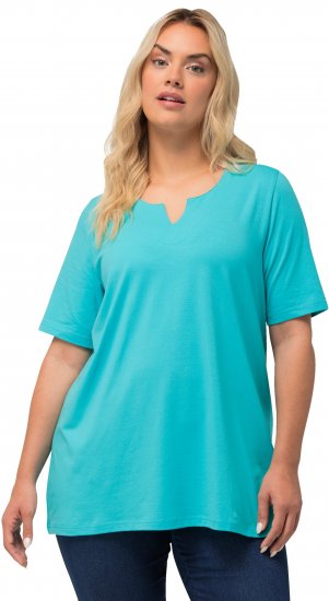 Ulla Popken Essential Notch Neck Stretch Tee Deep Aqua - Marškinėliai - 