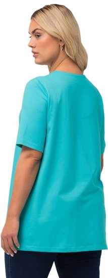 Ulla Popken Essential Notch Neck Stretch Tee Deep Aqua - Marškinėliai - 