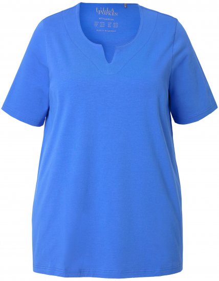 Ulla Popken Essential Notch Neck Stretch Tee Peacock Blue - Marškinėliai - 