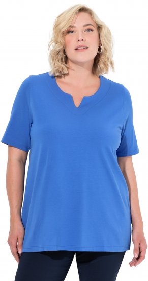 Ulla Popken Essential Notch Neck Stretch Tee Peacock Blue - Marškinėliai - 