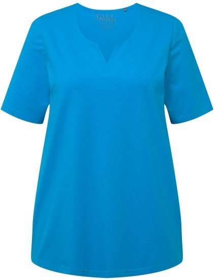 Ulla Popken Essential Notch Neck Stretch Tee Sapphire Blue - Marškinėliai - 