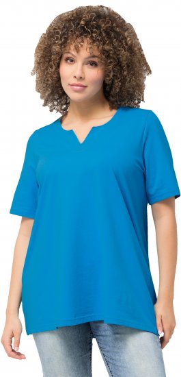 Ulla Popken Essential Notch Neck Stretch Tee Sapphire Blue - Marškinėliai - 