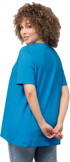 Ulla Popken Essential Notch Neck Stretch Tee Sapphire Blue - Marškinėliai - 
