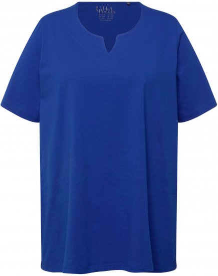 Ulla Popken Essential Notch Neck Stretch Tee Cobalt Blue - Marškinėliai - 