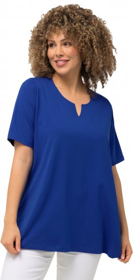 Ulla Popken Essential Notch Neck Stretch Tee Cobalt Blue - Marškinėliai - 