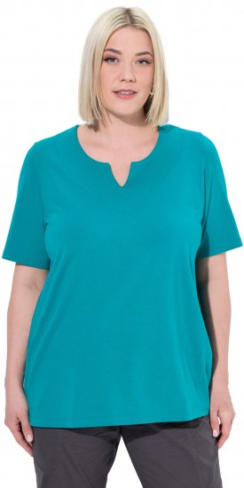 Ulla Popken Essential Notch Neck Stretch Tee Teal - Marškinėliai - 