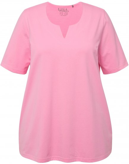 Ulla Popken Essential Notch Neck Stretch Tee Light Pink - Marškinėliai - 