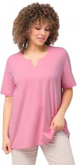 Ulla Popken Essential Notch Neck Stretch Tee Light Pink - Marškinėliai - 