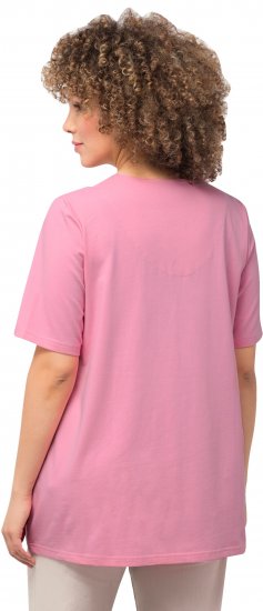 Ulla Popken Essential Notch Neck Stretch Tee Light Pink - Marškinėliai - 