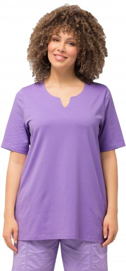 Ulla Popken Essential Notch Neck Stretch Tee Pale Lilac - Marškinėliai - 