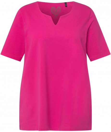 Ulla Popken Essential Notch Neck Stretch Tee Fuchsia Pink - Marškinėliai - 