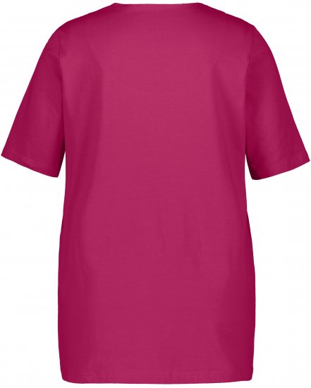 Ulla Popken Essential Notch Neck Stretch Tee Magnolia Red - Marškinėliai - 