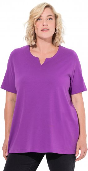 Ulla Popken Essential Notch Neck Stretch Tee Purple - Marškinėliai - 