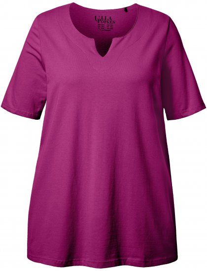 Ulla Popken Essential Notch Neck Stretch Tee Berry - Marškinėliai - 