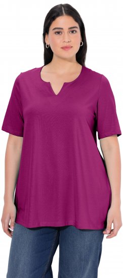 Ulla Popken Essential Notch Neck Stretch Tee Berry - Marškinėliai - 