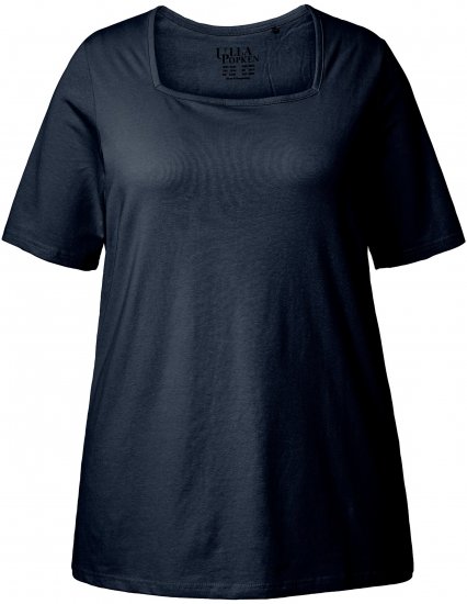 Ulla Popken Essential Square Neck Stretch Tee Navy Blue - Marškinėliai - 