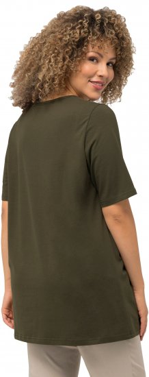 Ulla Popken Essential Square Neck Stretch Tee Forest Green - Marškinėliai - 