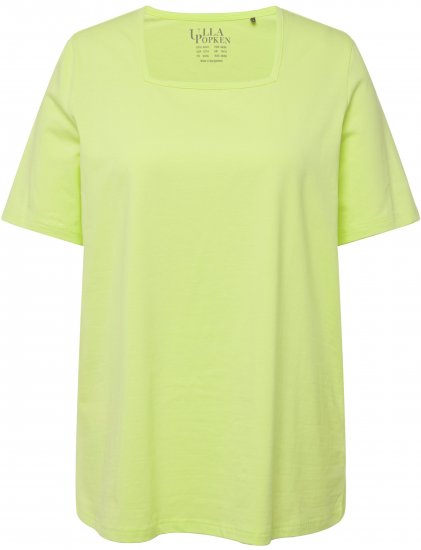 Ulla Popken Essential Square Neck Stretch Tee Lime Green - Marškinėliai - 