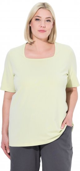 Ulla Popken Essential Square Neck Stretch Tee Pistachio - Marškinėliai - 