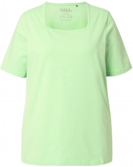 Ulla Popken Essential Square Neck Stretch Tee Light Green - Marškinėliai - 