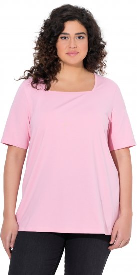 Ulla Popken Essential Square Neck Stretch Tee Pink - Marškinėliai - 